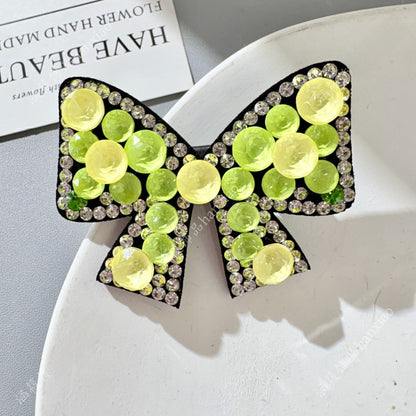 Bow Tie BB Clips Hairpin For Women With Rhinestones In Natural Pink