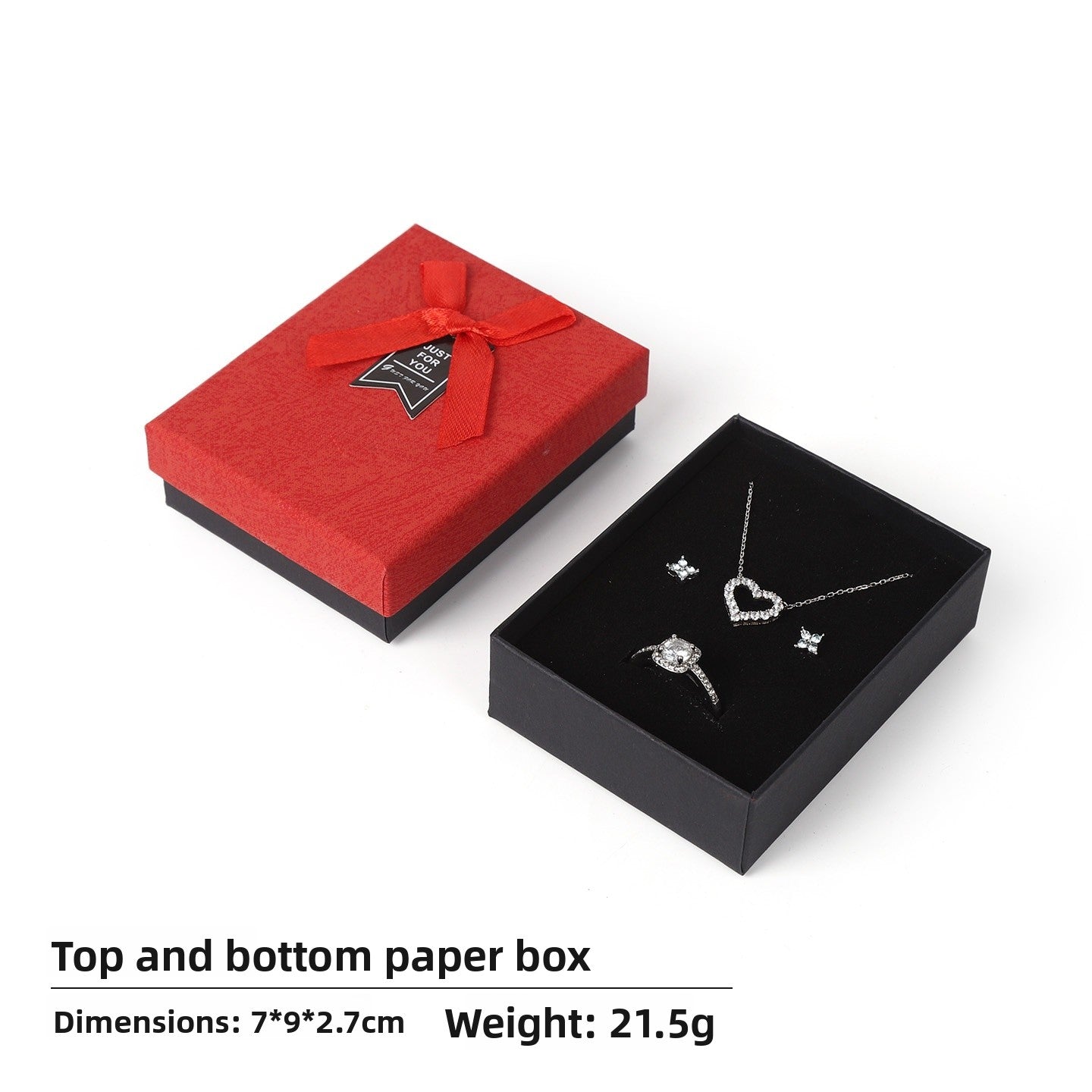 Bow Tie Jewelry Box Made Of Paper With Hot Stamping Craft, Available In Red For Elegant Jewelry Packaging