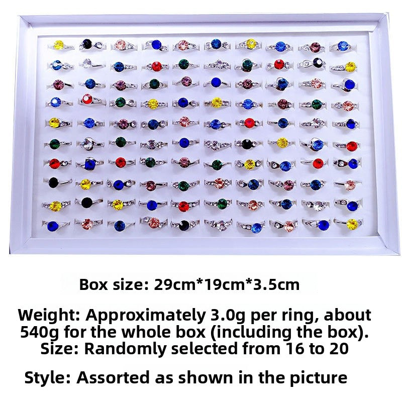 Sweet Geometric Alloy Ring For Women With Colourful Rhinestones Inlay