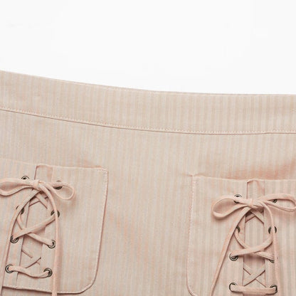 Streetwear Stripe Skirt In Polyester For Autumn Featuring Printing Craftsmanship