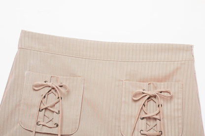 Streetwear Stripe Skirt In Polyester For Autumn Featuring Printing Craftsmanship