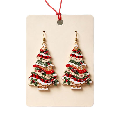 Christmas Tree Acrylic Earrings For Women With Iron Ear Pins In Colour
