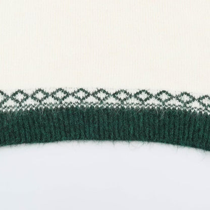 Color Block Christmas Knit Sweater With Long Sleeve Featuring Jacquard Craft And Pullover Design