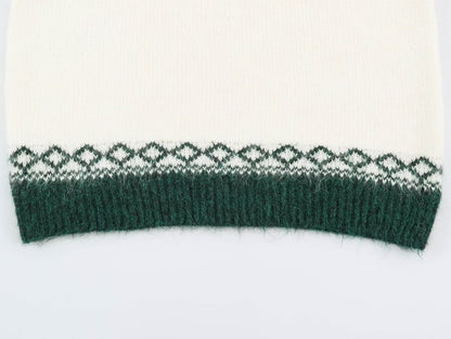 Color Block Christmas Knit Sweater With Long Sleeve Featuring Jacquard Craft And Pullover Design