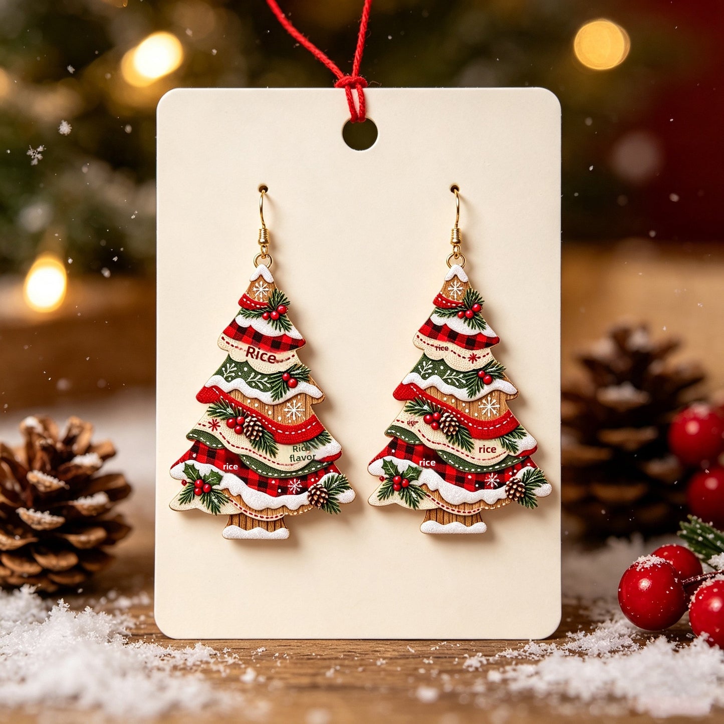 Christmas Tree Acrylic Earrings For Women With Iron Ear Pins In Colour