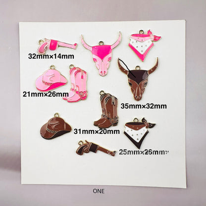 Cattle Pendant Jewelry Accessory In Alloy Featuring Enamel Craftsmanship With Natural Pink Color In Cartoon Style