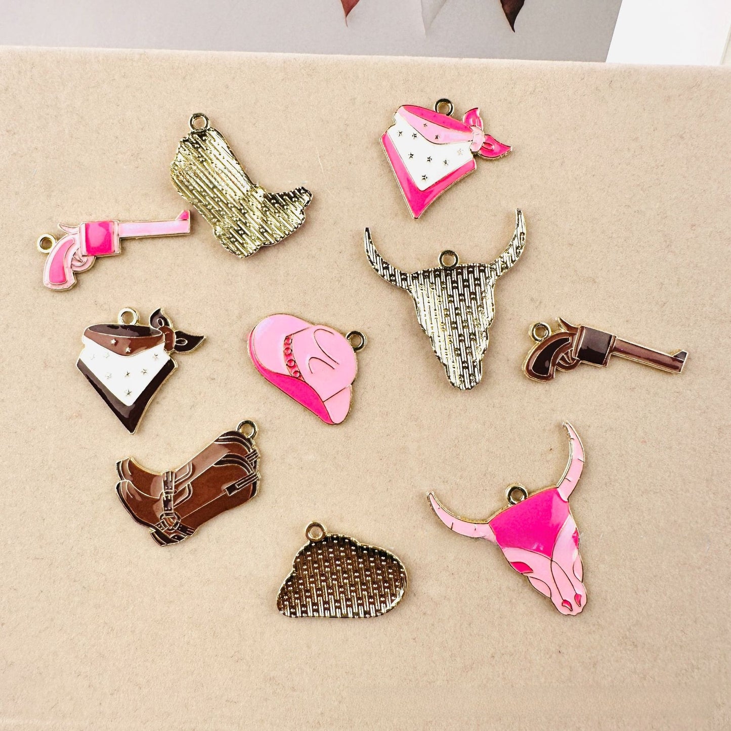 Cattle Pendant Jewelry Accessory In Alloy Featuring Enamel Craftsmanship With Natural Pink Color In Cartoon Style