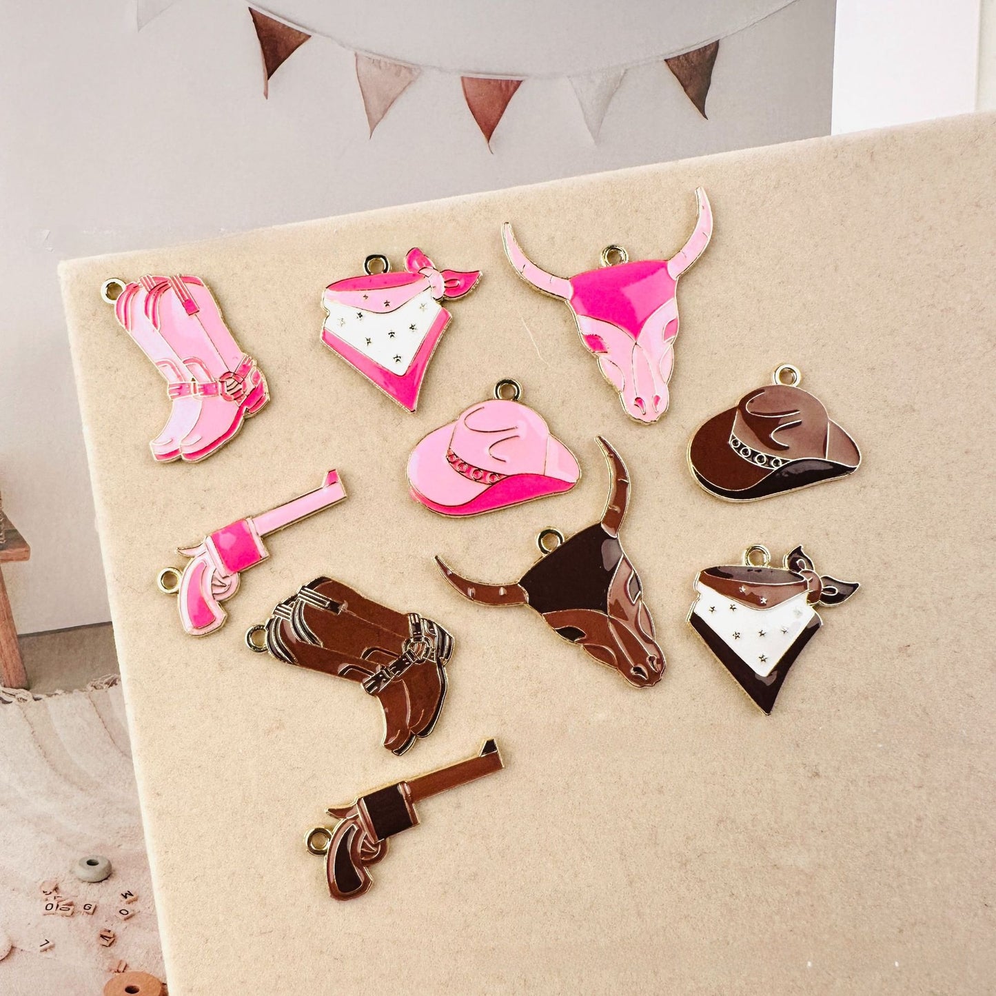 Cattle Pendant Jewelry Accessory In Alloy Featuring Enamel Craftsmanship With Natural Pink Color In Cartoon Style