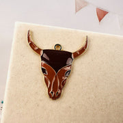 1 Brown Enamel Cow Head