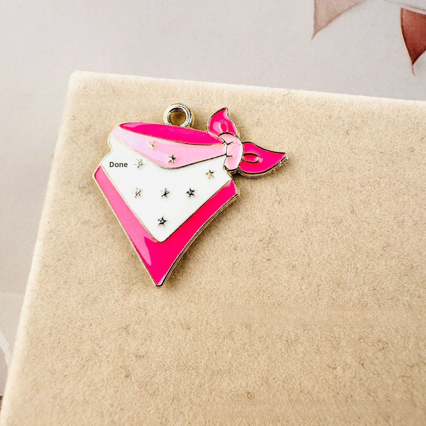 Cattle Pendant Jewelry Accessory In Alloy Featuring Enamel Craftsmanship With Natural Pink Color In Cartoon Style