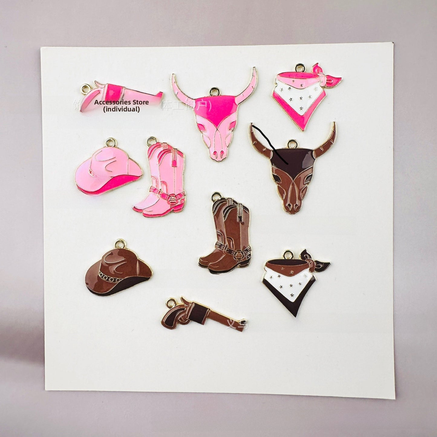 Cattle Pendant Jewelry Accessory In Alloy Featuring Enamel Craftsmanship With Natural Pink Color In Cartoon Style