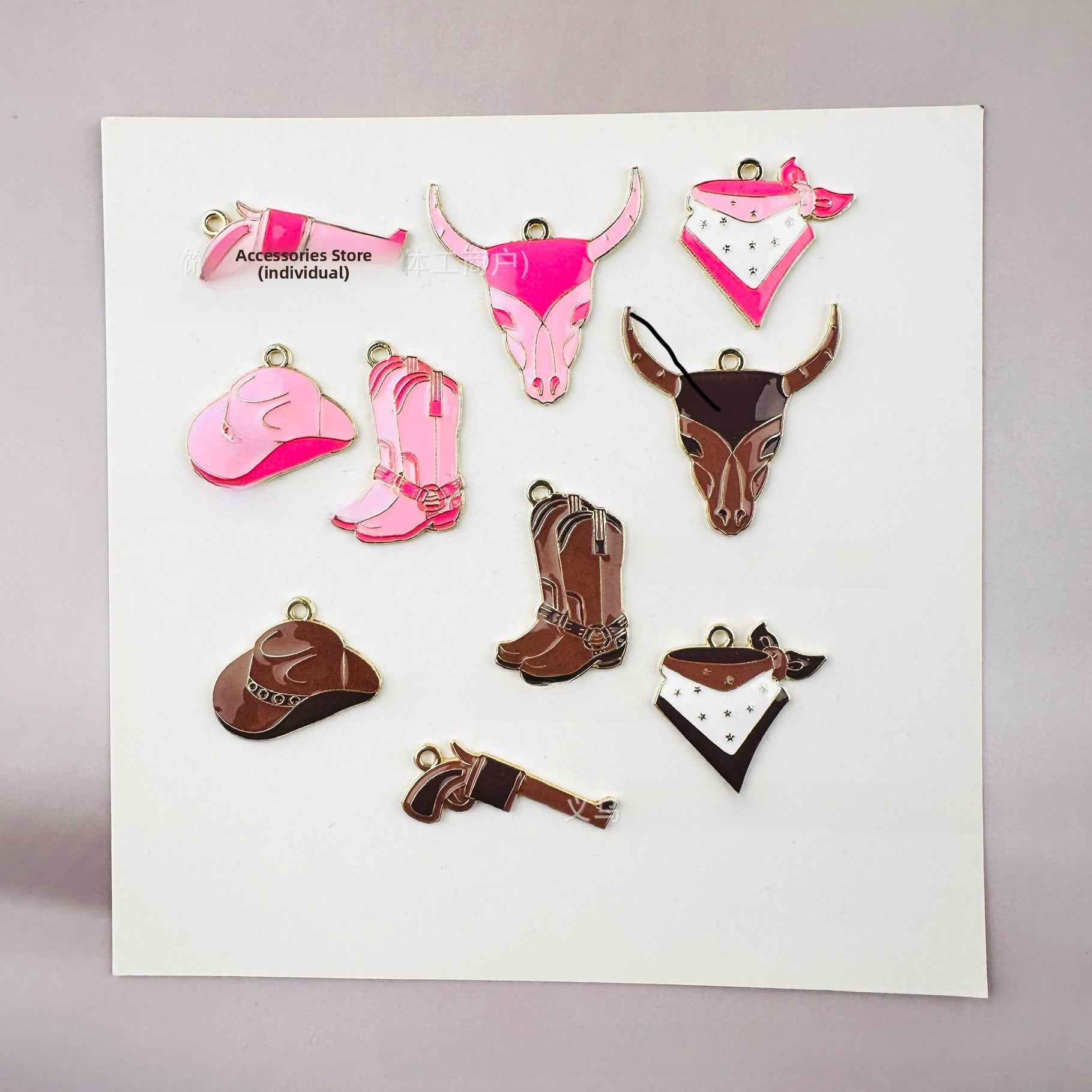 Cattle Pendant Jewelry Accessory In Alloy Featuring Enamel Craftsmanship With Natural Pink Color In Cartoon Style