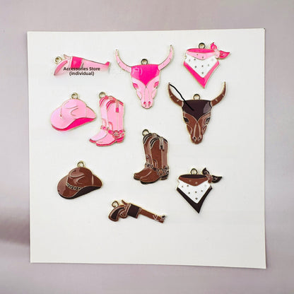 Cattle Pendant Jewelry Accessory In Alloy Featuring Enamel Craftsmanship With Natural Pink Color In Cartoon Style