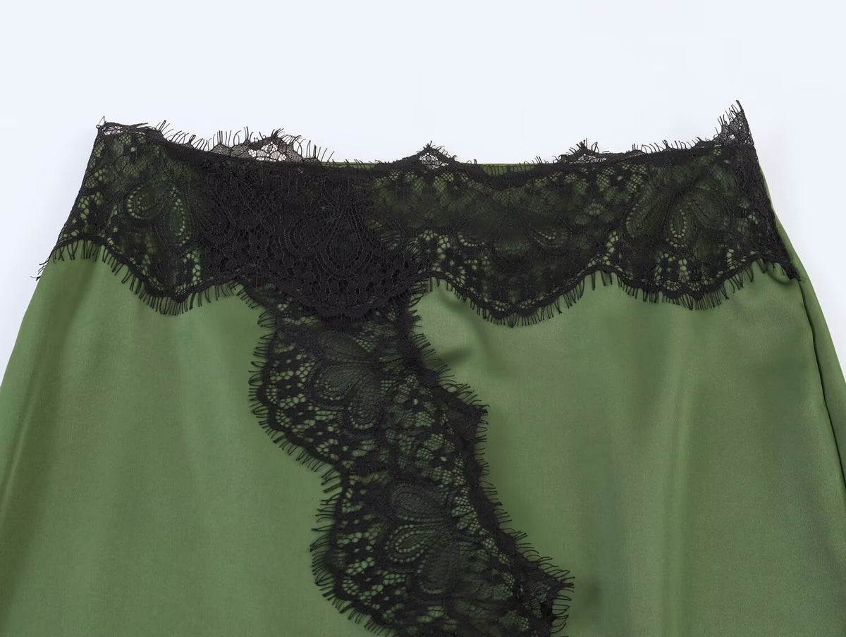Vintage Style Sleeveless Skirt Co-ord Set In Polyester Featuring Lace Craft For Summer