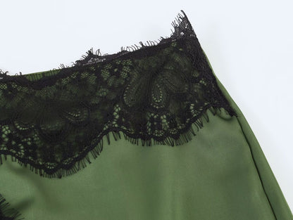 Vintage Style Sleeveless Skirt Co-ord Set In Polyester Featuring Lace Craft For Summer
