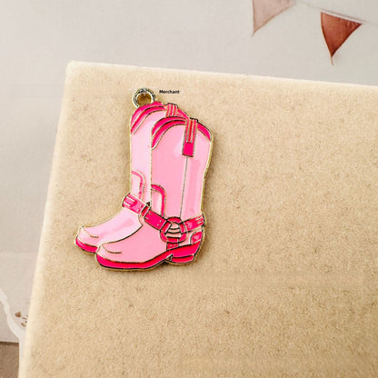 Cattle Pendant Jewelry Accessory In Alloy Featuring Enamel Craftsmanship With Natural Pink Color In Cartoon Style