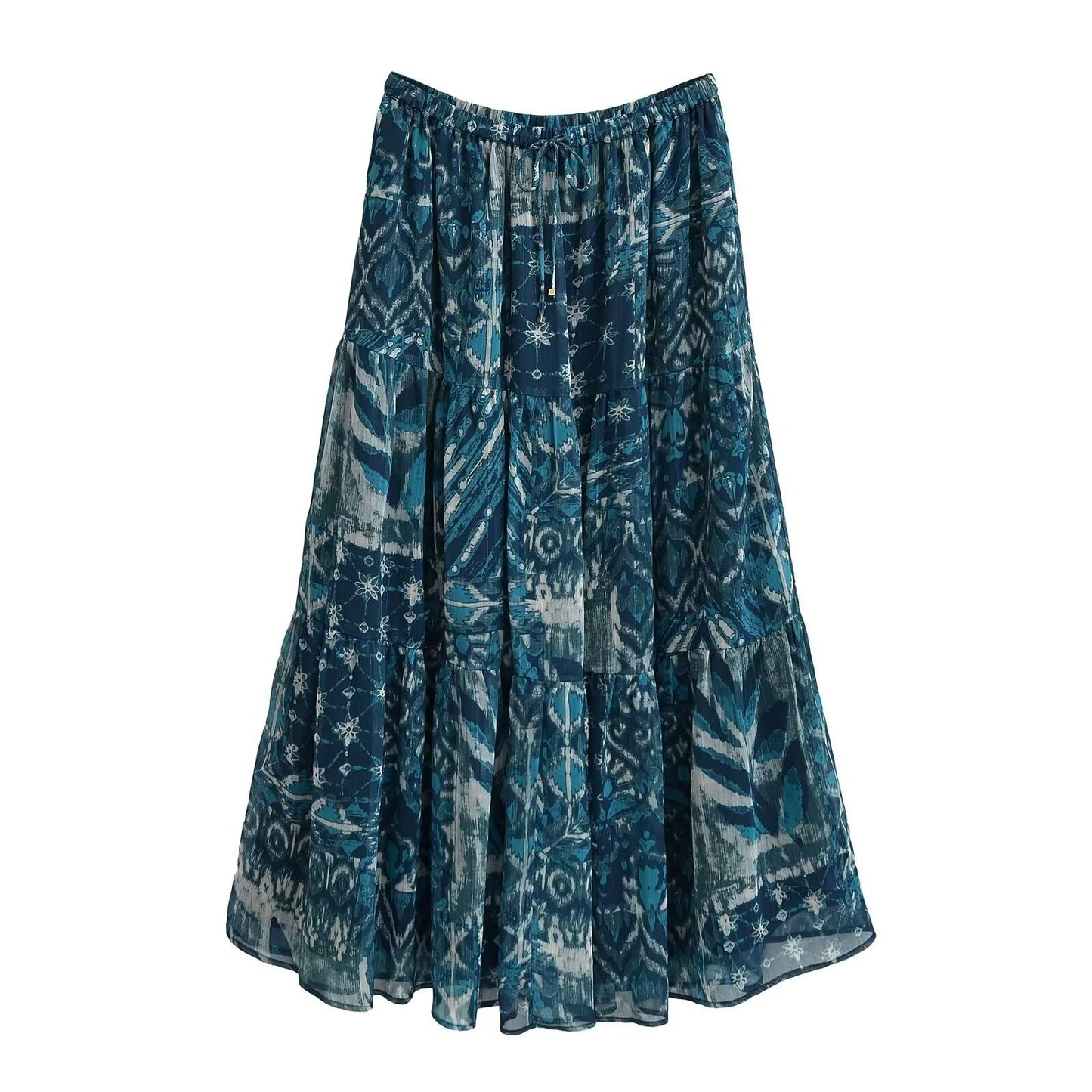 Vintage Style Skirt Co-ord Set With Printing, Long Sleeve, Polyester Fabric, 2 Pieces Set