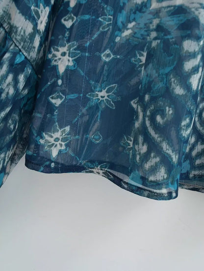 Vintage Style Skirt Co-ord Set With Printing, Long Sleeve, Polyester Fabric, 2 Pieces Set