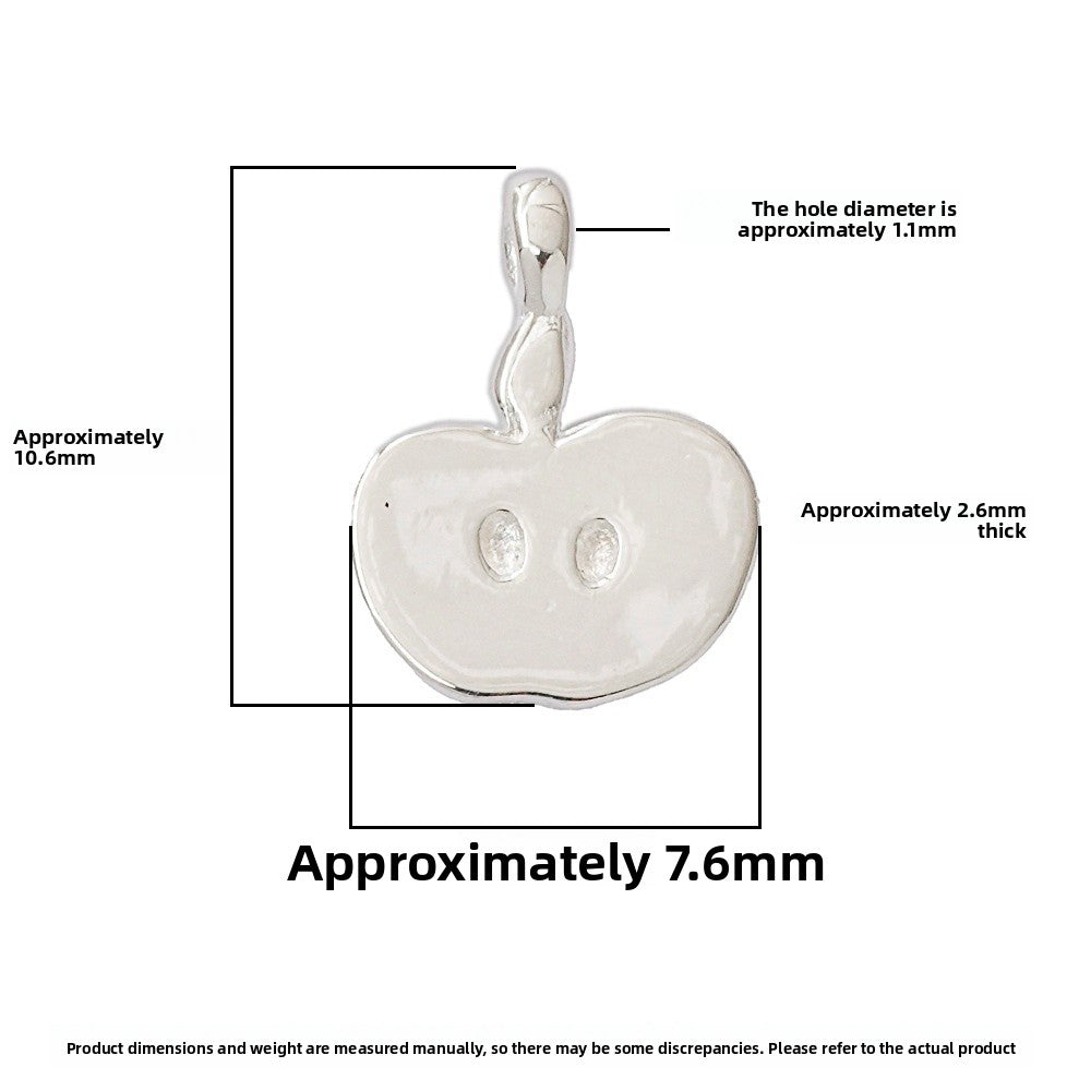 Apple Pendant In 925 Sterling Silver With Electroplated Finish, Silver Jewelry Accessory
