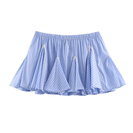 Sexy Summer Stripe Skirt In Polyester Fabric Featuring Stylish Stripe Craftsmanship, Perfect For Street Wear