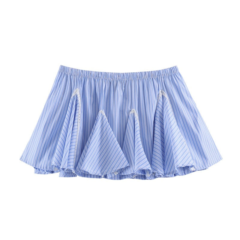 Sexy Summer Stripe Skirt In Polyester Fabric Featuring Stylish Stripe Craftsmanship, Perfect For Street Wear