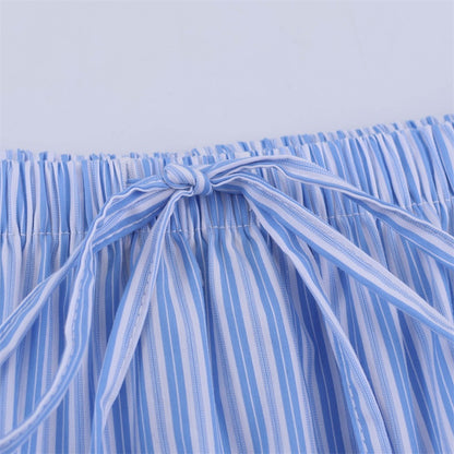 Sexy Summer Stripe Skirt In Polyester Fabric Featuring Stylish Stripe Craftsmanship, Perfect For Street Wear