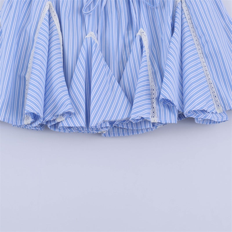 Sexy Summer Stripe Skirt In Polyester Fabric Featuring Stylish Stripe Craftsmanship, Perfect For Street Wear
