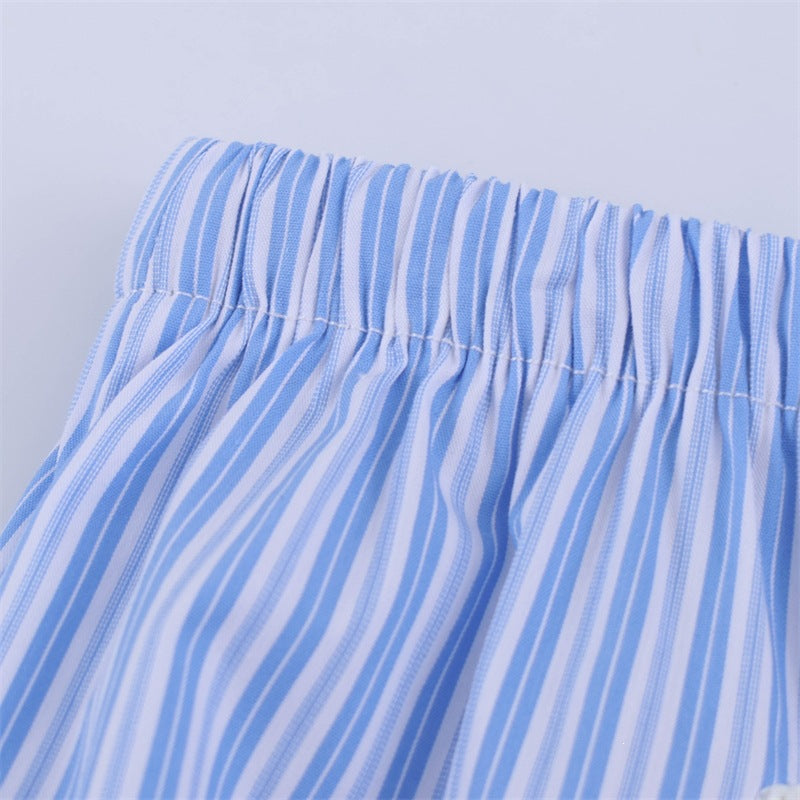 Sexy Summer Stripe Skirt In Polyester Fabric Featuring Stylish Stripe Craftsmanship, Perfect For Street Wear