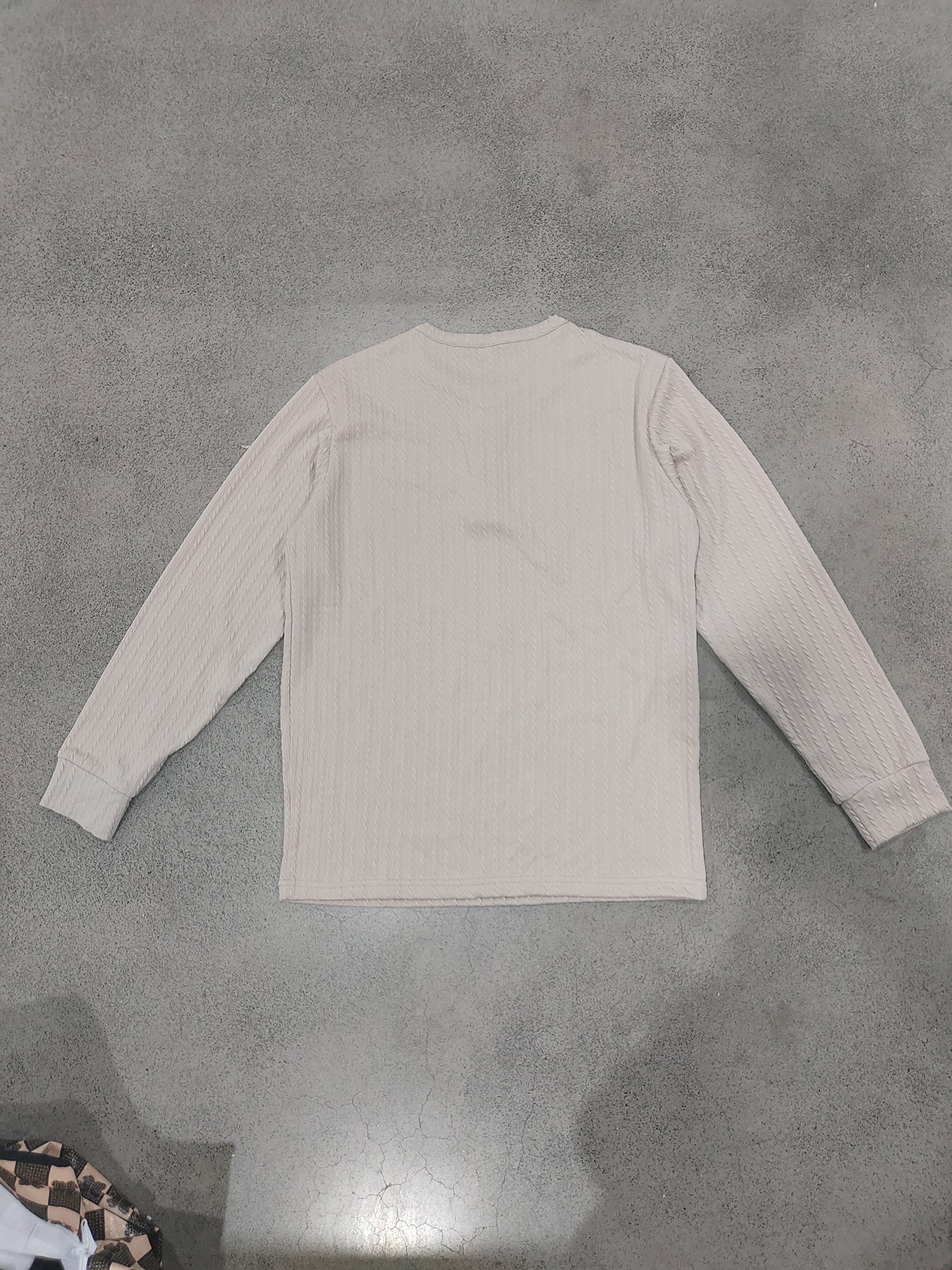 Vintage Style Solid Color Long Sleeve Men's T-Shirt In Polyester Featuring Jacquard Craft And Half Placket