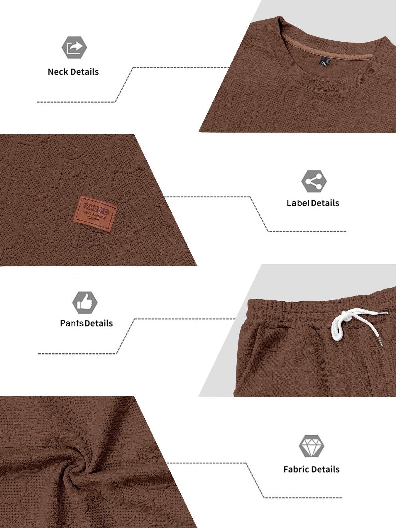 Men's Casual Apricot Printing Sweatshirt & Hoodie Co-ord Set With Elastic Waist Straight Pants In Polyester