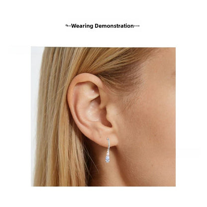 Water Droplets Earrings For Unisex Featuring Red Zircon Inlay And Titanium Alloy Ear Pins