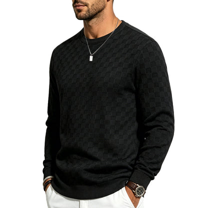 Men's Casual Gingham Long Sleeve Hoodie In White Polyester With Jacquard Craft Technique