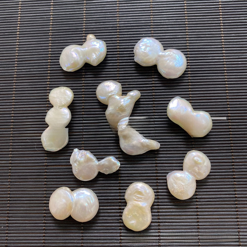 Polished Irregular Freshwater Pearl Beads In Natural Baroque Style, Undrilled For Jewelry Making
