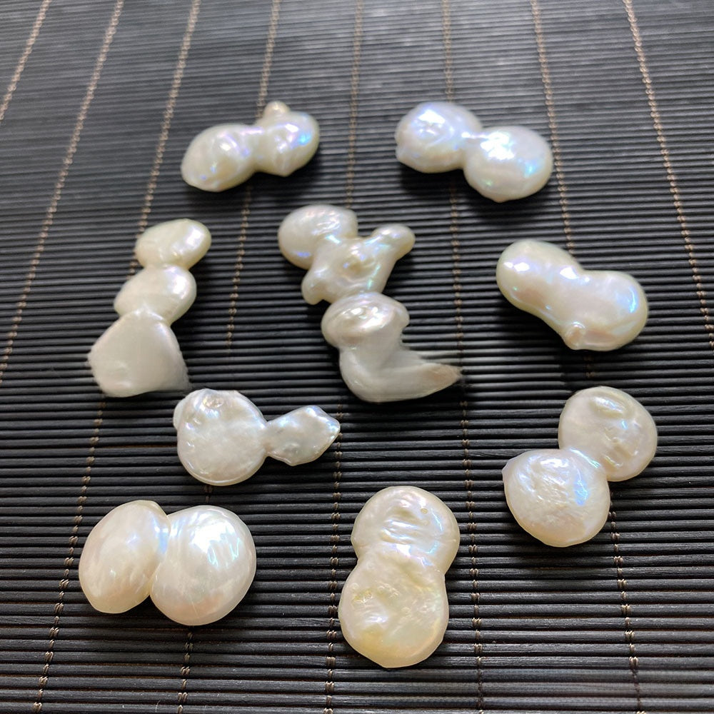 Polished Irregular Freshwater Pearl Beads In Natural Baroque Style, Undrilled For Jewelry Making