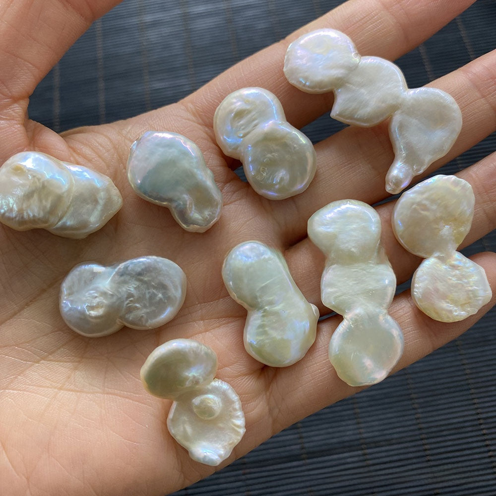 Polished Irregular Freshwater Pearl Beads In Natural Baroque Style, Undrilled For Jewelry Making