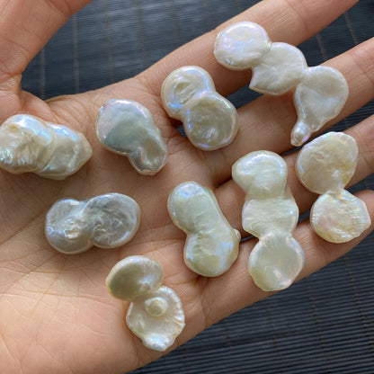 Polished Irregular Freshwater Pearl Beads In Natural Baroque Style, Undrilled For Jewelry Making