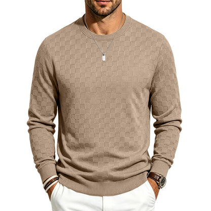 Men's Casual Gingham Long Sleeve Hoodie In White Polyester With Jacquard Craft Technique
