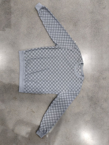 Men's Casual Gingham Long Sleeve Hoodie In White Polyester With Jacquard Craft Technique