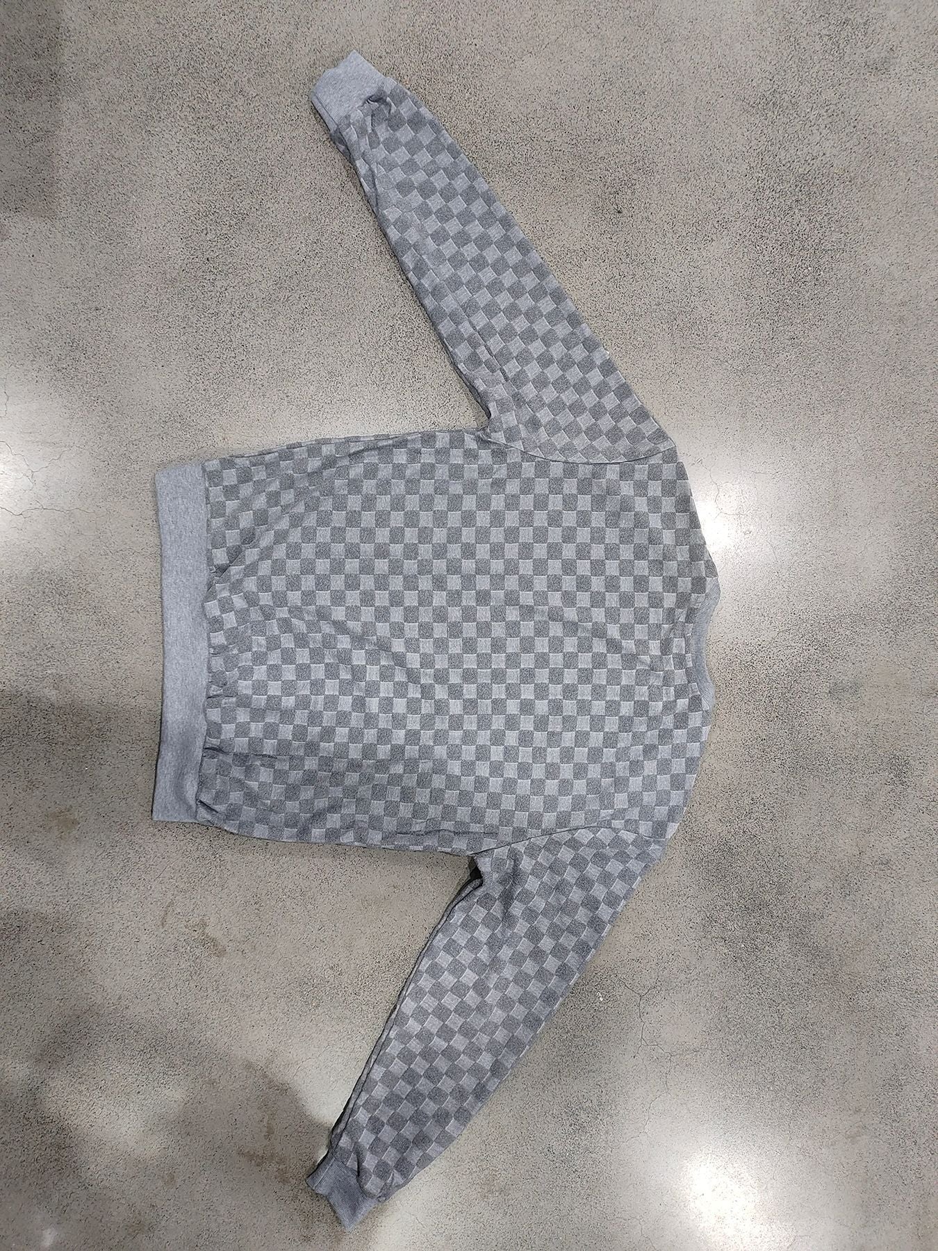 Men's Casual Gingham Long Sleeve Hoodie In White Polyester With Jacquard Craft Technique