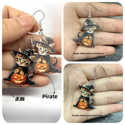 Purple Ghost Dangling Earrings For Women With 304 Stainless Steel Studs, Acrylic Design, Perfect For Halloween