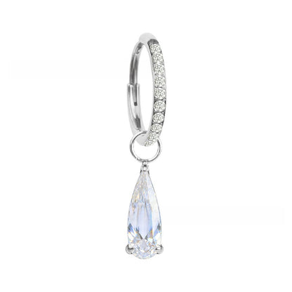 Water Droplets Earrings For Unisex Featuring Red Zircon Inlay And Titanium Alloy Ear Pins