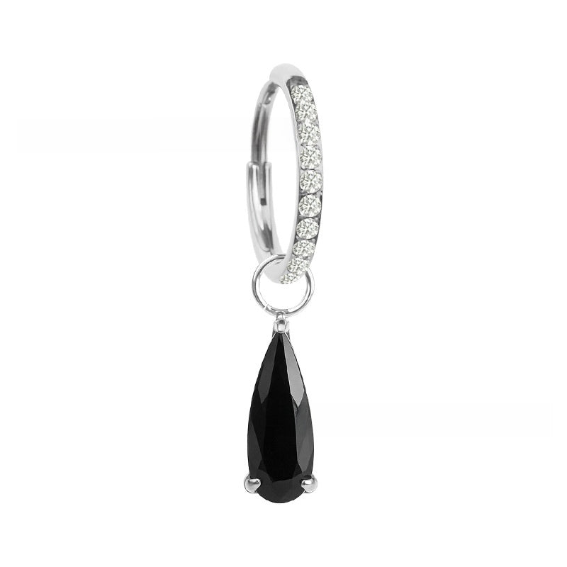 Water Droplets Earrings For Unisex Featuring Red Zircon Inlay And Titanium Alloy Ear Pins