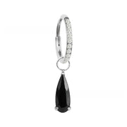 Diamond Earrings + Black Teardrop Pendant
