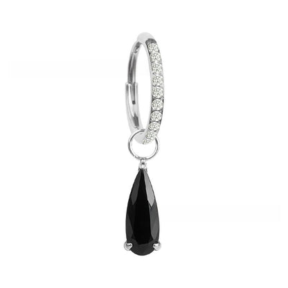 Water Droplets Earrings For Unisex Featuring Red Zircon Inlay And Titanium Alloy Ear Pins