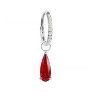 Diamond Earrings + Red Water Drop Pendant