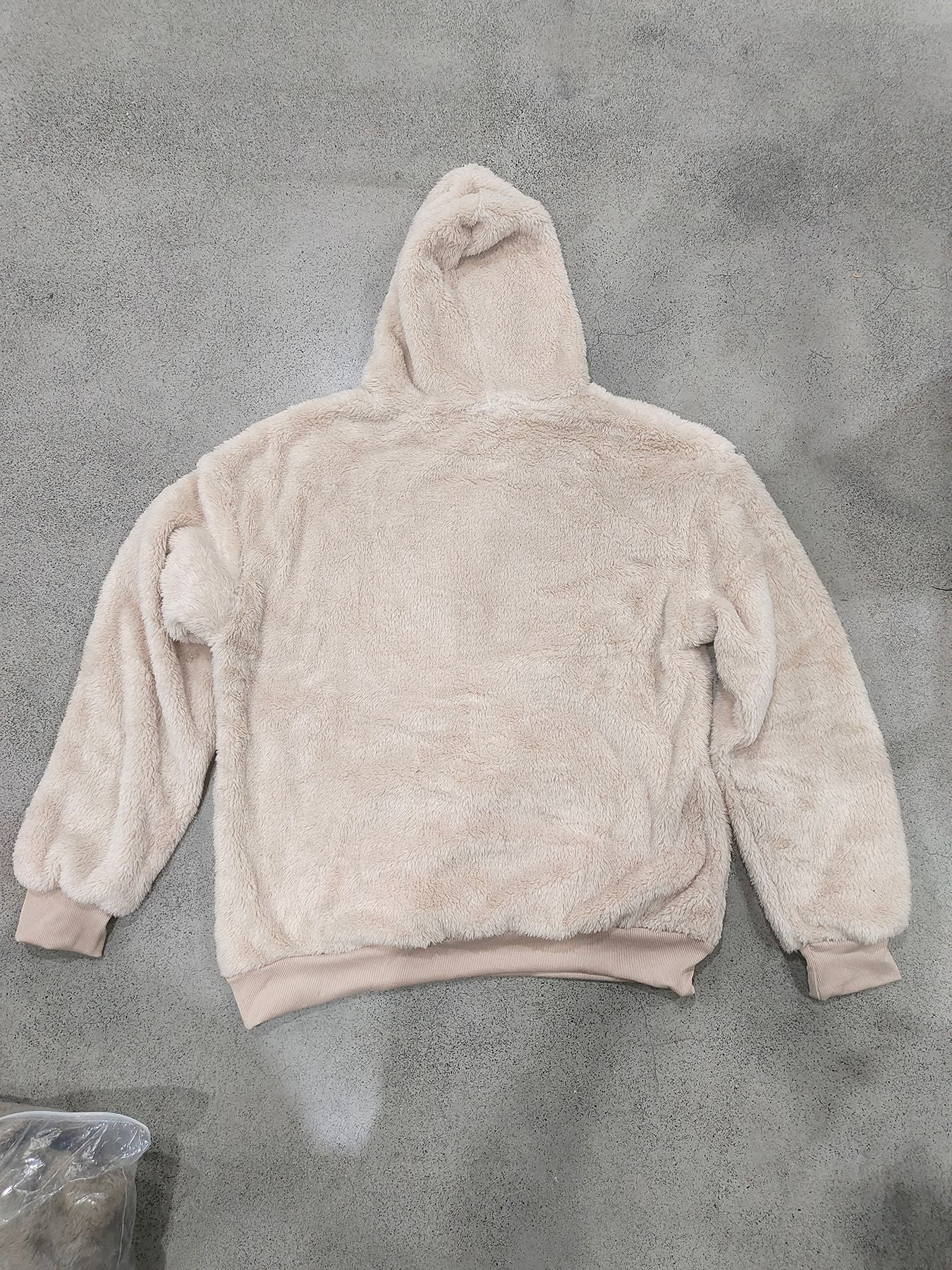 Solid Color Khaki Casual Men's Hoodie With Long Sleeve Featuring Rib-Knit Polyester Fabric