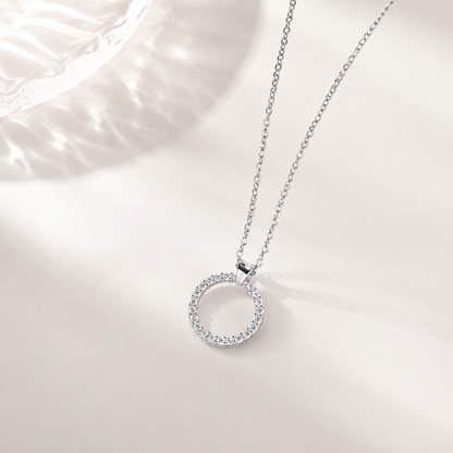 Women's Round Necklace With Golden Plated Copper And Zircon Inlay, Electroplated Finish On A Cable Chain