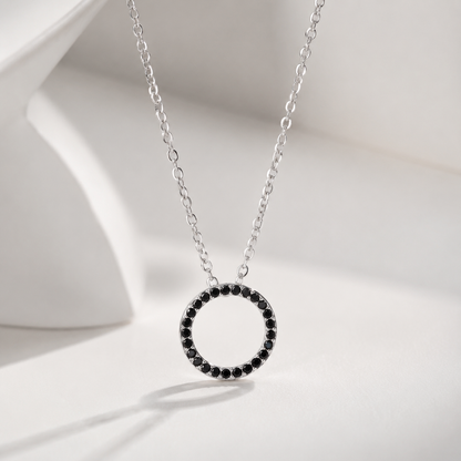 Women's Round Necklace With Golden Plated Copper And Zircon Inlay, Electroplated Finish On A Cable Chain