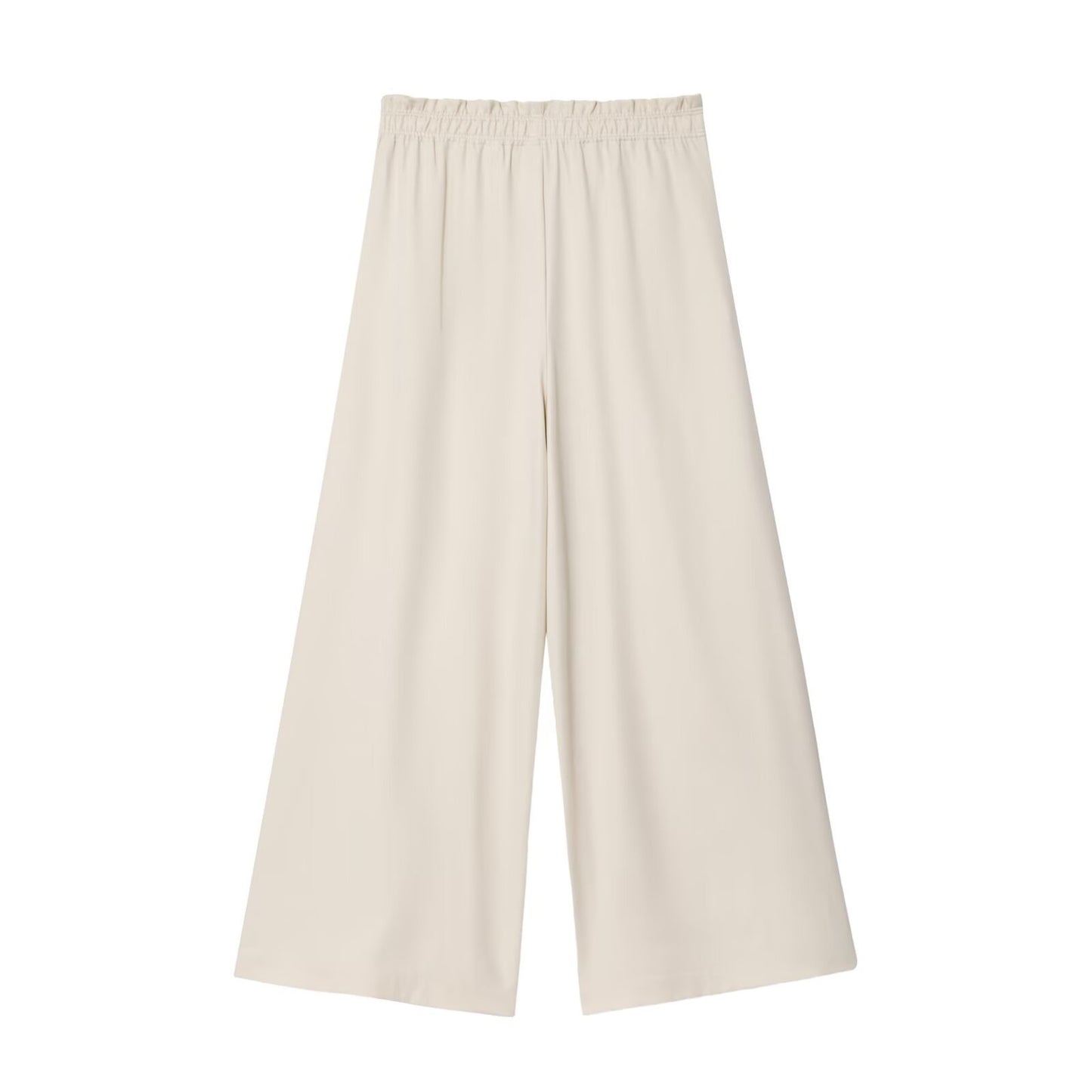 Casual Wide Leg Full Length Pants In Polyester Fabric With Puff Sleeve Detail, Inelastic For Autumn Wear