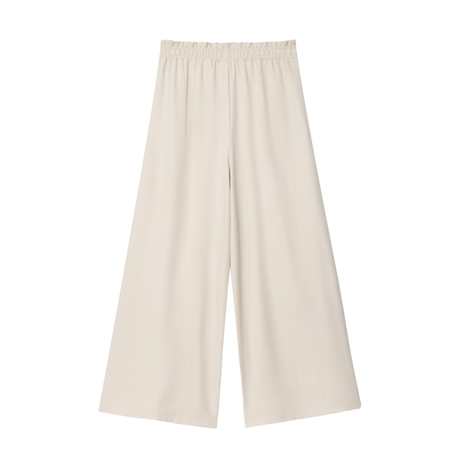 Casual Wide Leg Full Length Pants In Polyester Fabric With Puff Sleeve Detail, Inelastic For Autumn Wear